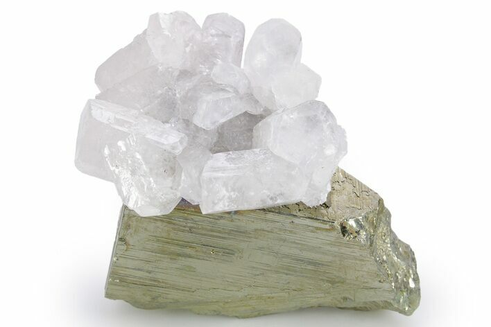 Columnar Calcite Crystals on Pyrite - Fluorescent! #360640